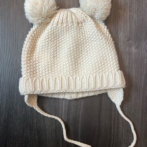 Zara Cream Knit Pom-Pom Hat for Kids